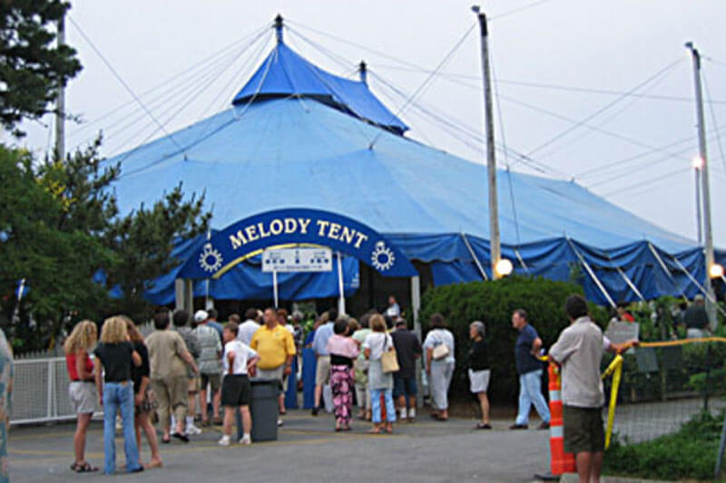 front view melody tent people entering cape cod island