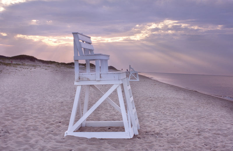 white high chair white sand cape cod island