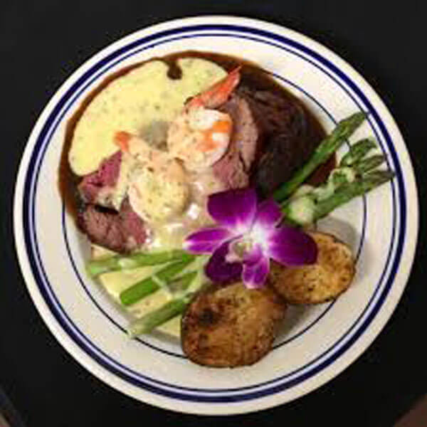 fresh foods meat asparagus flower on top served cape cod 