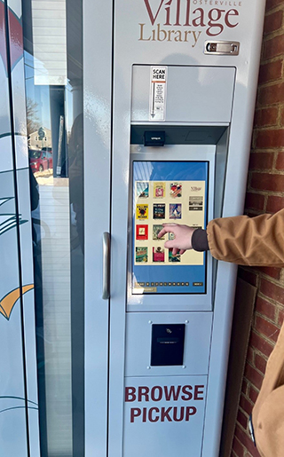 the 24/7 autolend library kiosk at osterville village library
